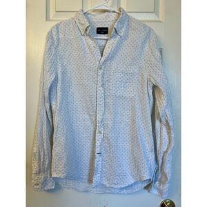 Club Monaco Long Sleeve Round Hem Polka Dot Button Down Shirt White Womens Sz SP